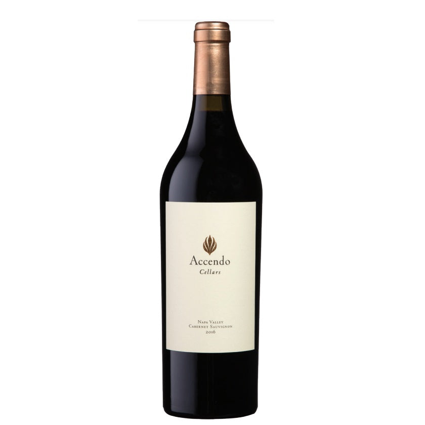 A bottle of Accendo 2016 Cabernet, available at our Palm Springs wine store, Perry's.