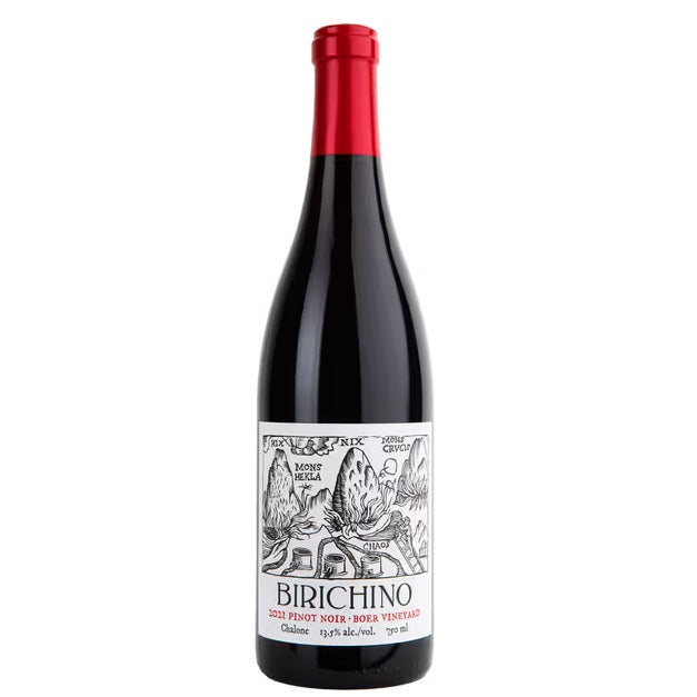 A botte of Biricino Boer Vineyard Pinot Noir, available at our Palm Springs wine store, Perry's