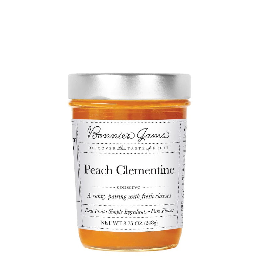 A jar of Peach Clementine jam, available at our Palm Springs liquor store, Perry's.