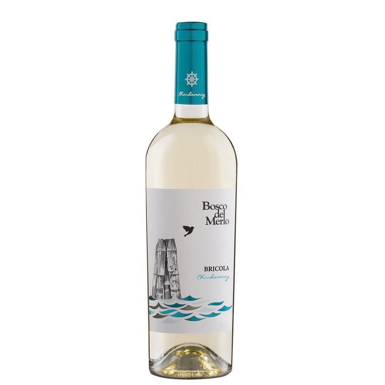 A bottle of Bosco del Merlo Chardonnay, available at our Palm Springs wine store, Perry's.