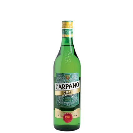 A bottle of Carpano dry Vermouth, available at our Palm Springs liquor store, Perry's.