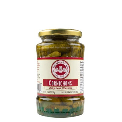 A jar of cornichons, available at our Palm Springs liquor store, Perry's.