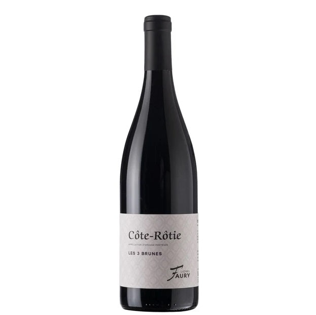 A bottle of Lionel Faury Cote Rotie, available at our Palm Springs wine store, Perry's.