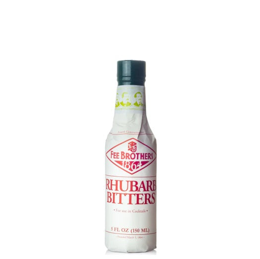 A bottle of rhubarb bitters, available at our Palm Springs liquor store, Perry's.