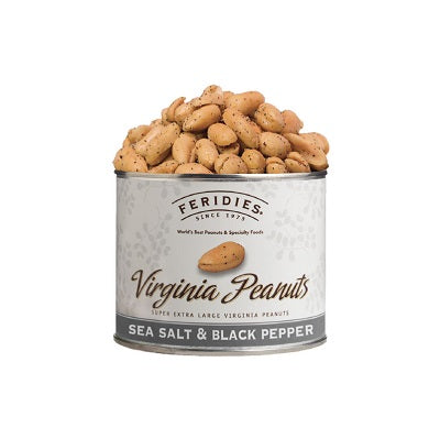 A box of Feridie’s Salt & Pepper Peanuts, available at our Palm Springs liquor store, Perry's.