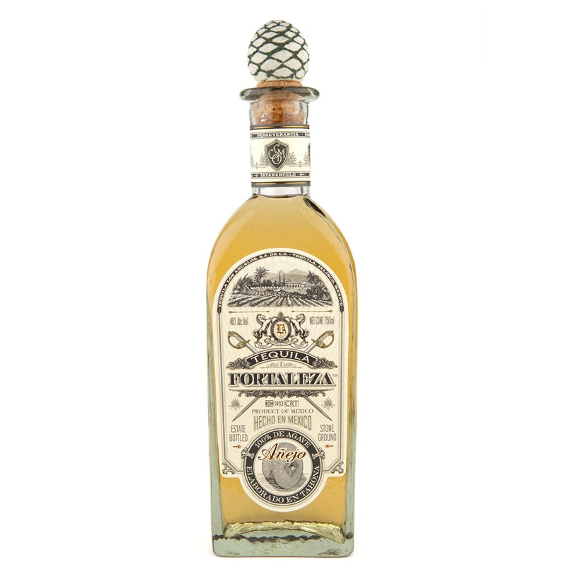 A bottle of Fortaleza Anejo Tequila, available at our Palm Springs liquor store, Perry's.