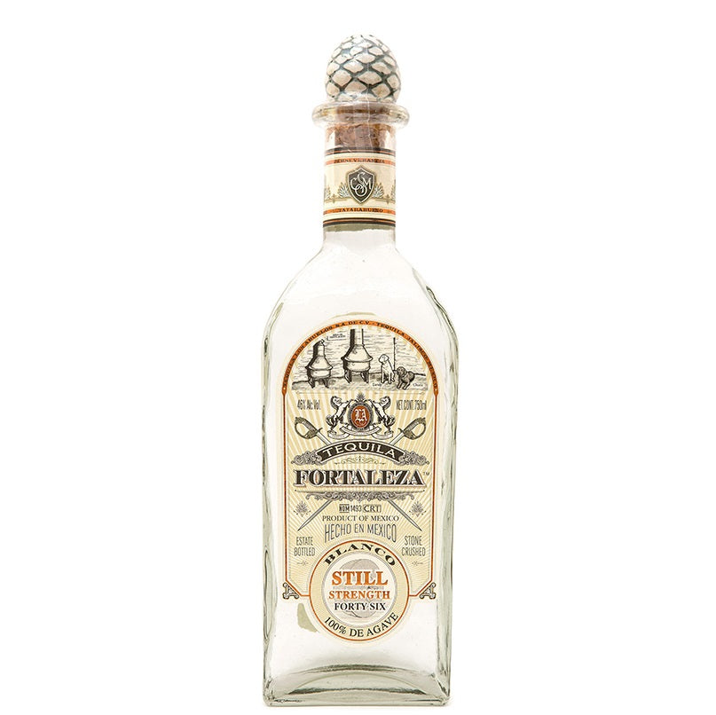 A bottle of Fortaleza still strength blanco tequila, available at our Palm Springs liquor store, Perry's.