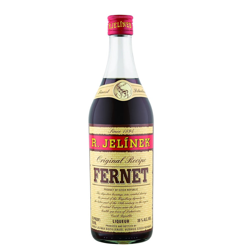 A bottle of Jelinek Fernet, available at our Palm Springs liquor store, Perry's.