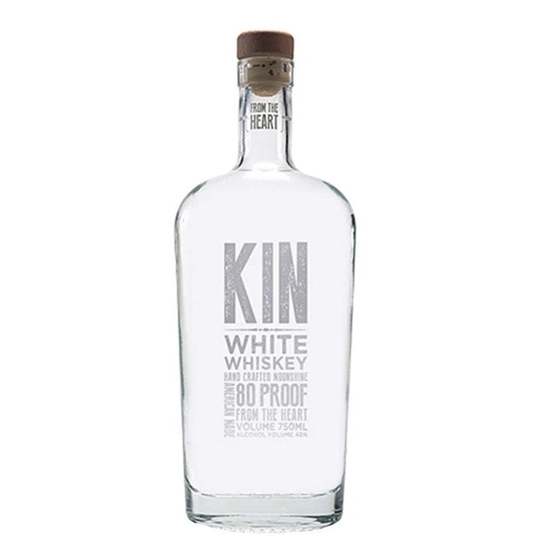 A bottle of  Kin White Whiskey, available at our Palm Springs liquor store, Perry's.