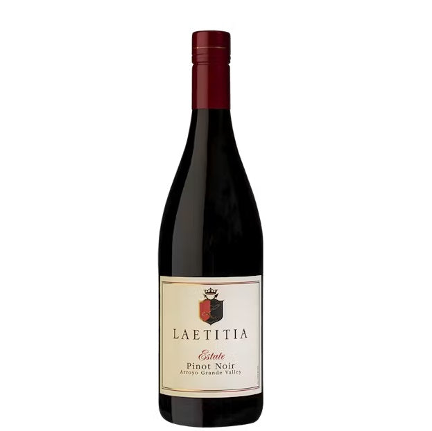 A bottle of Laetitia Pinot Noir, available at our Palm Springs wine store, Perry's.