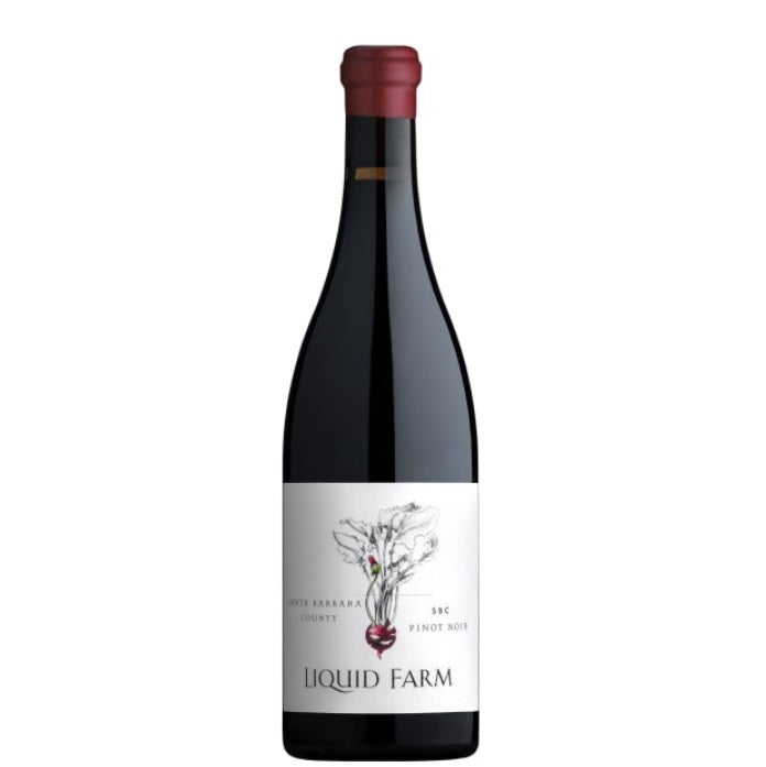 A bottle of Liquid Farm SBC Pinot Noir, available at our Palm Springs wine store, Perry's.