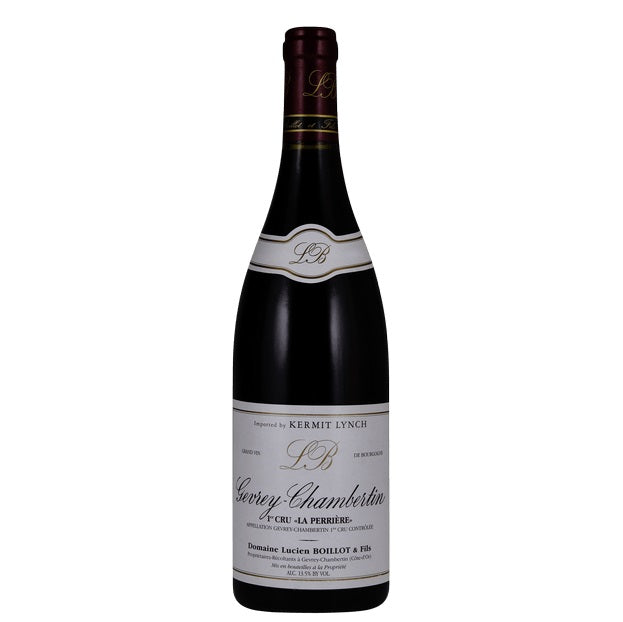 A bottle of Lucien Boillot Gevrey Chambertain, available at our Palm Springs wine store, Perry's.