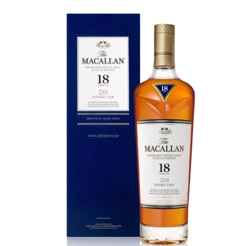 A bottle of Macallan Double Oak 18 Year old, available at our Palm Springs liquor store, Perry's.