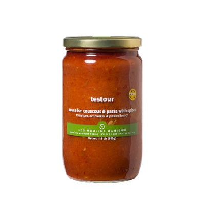 A jar of Tibar sauce for Couscous, available at our Palm Springs liquor store, Perry's.