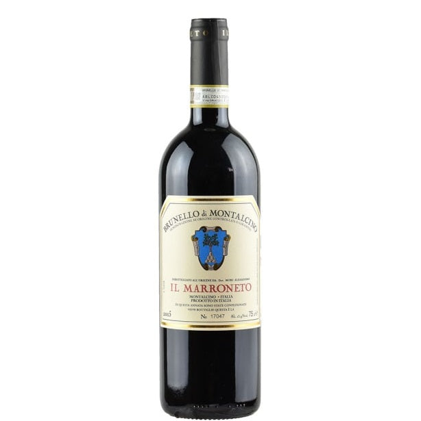 A bottle of Il Marroneto Brunello, available at our Palm Springs wine store, Perry's.