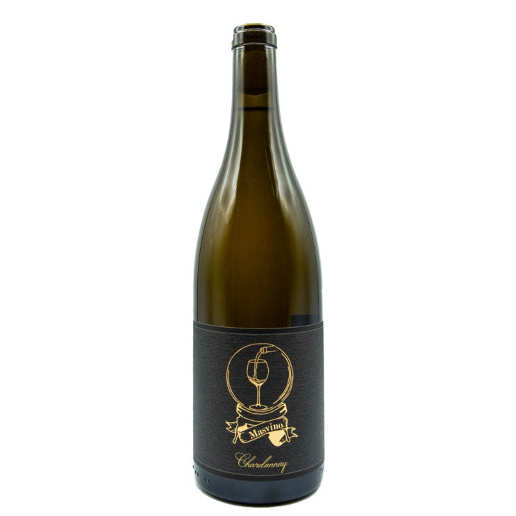 A bottle of Masvino Chardonnay, available at our Palm Springs wine store, Perry’s.