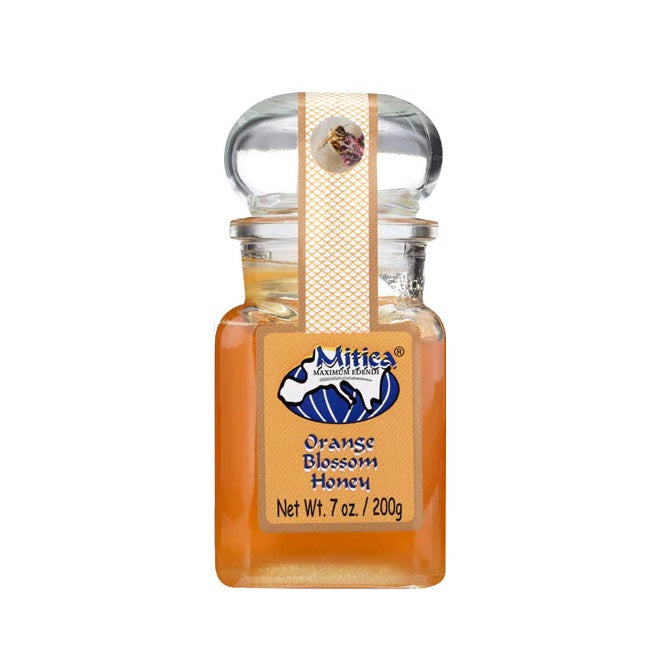 A jar of Mitica Orange Blossom Honey, available at our Palm Springs wine store, Perry’s.