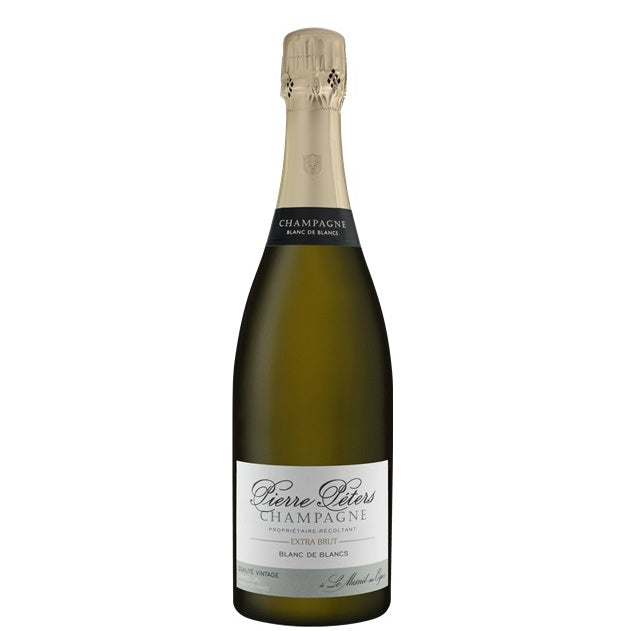 A bottle of Pierre Peters Champagne, available at our Provincetown wine store, Perry's.