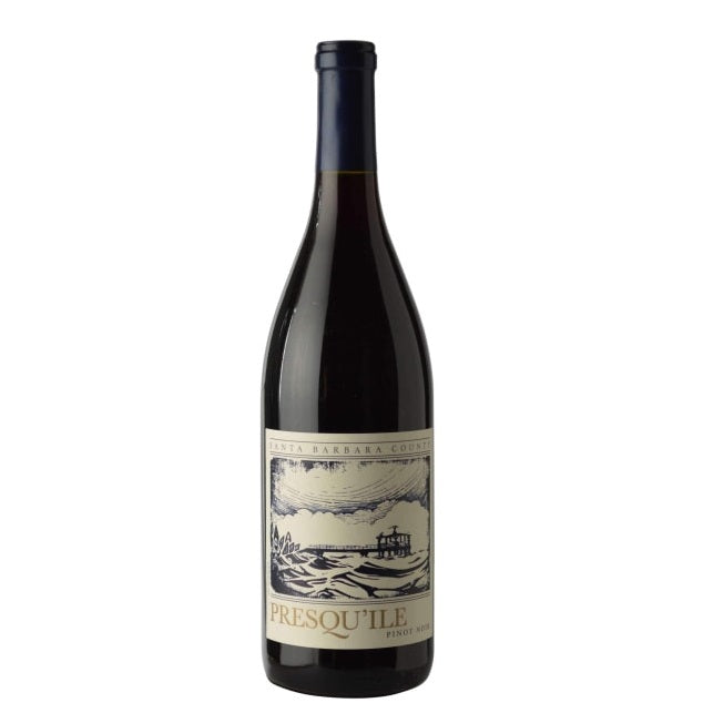 A bottle of Presqu'ile Pinot Noir, available at our Palm Springs wine store, Perry's.