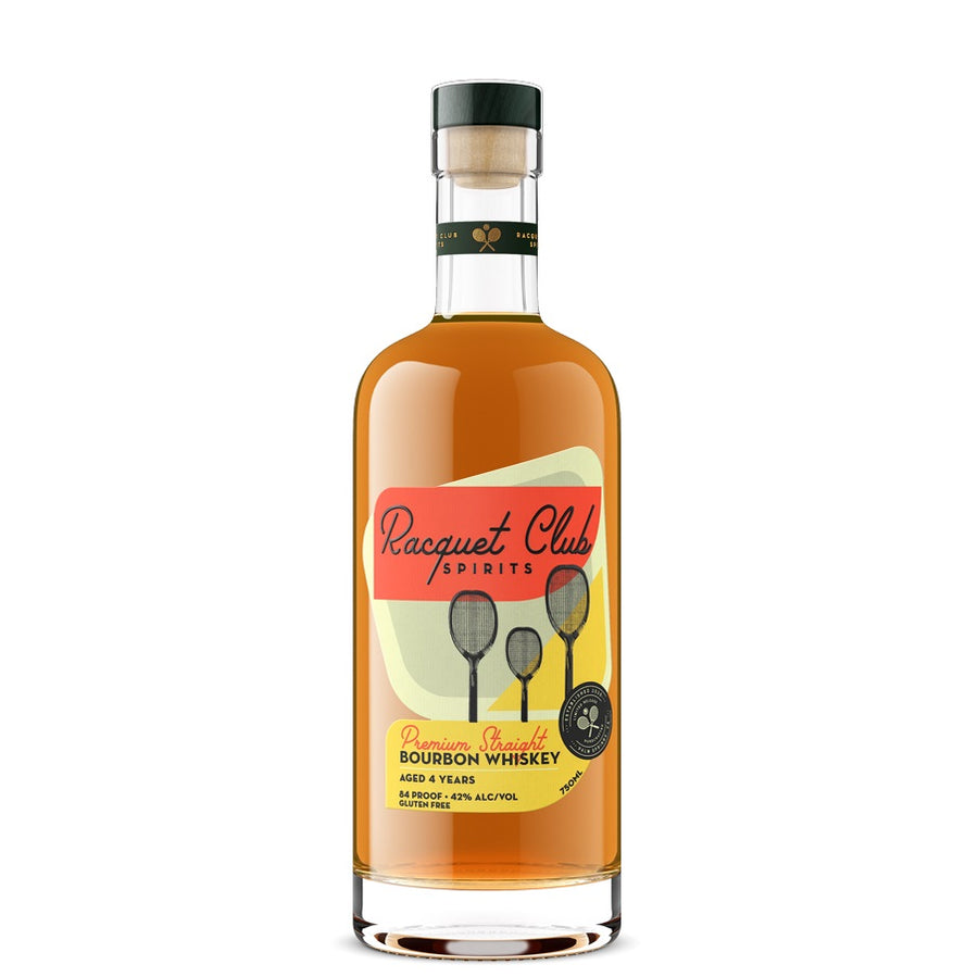 A bottle of Racquet Club Bourbon, available at our Palm Springs liquor store, Perry's.