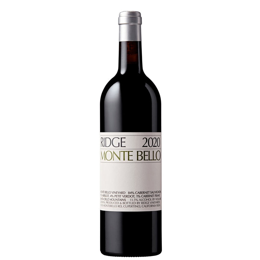 A bottle of Ridge Monte Bello, available at our Palm Springs wine store, Perry's.