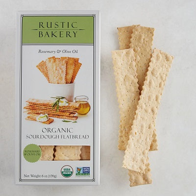 A pack of Rustic Bakery Sourdough Flatbreads, available at our Palm Springs liquor store, Perry's.