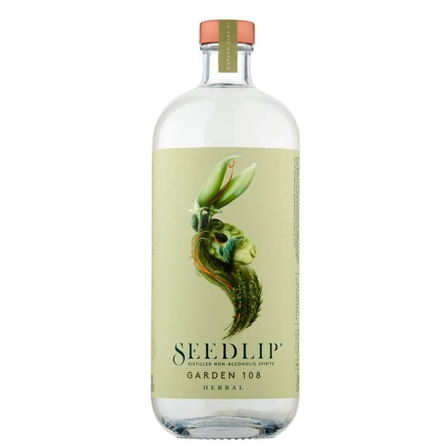 A bottle of Seedlip 108, available at our Palm Springs liquor store, Perry's.