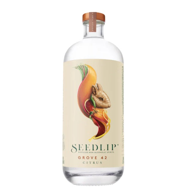 A bottle of Seedlip Grove 42 non-alcoholic spirit, available at our Palm Springs liquor store, Perry's.