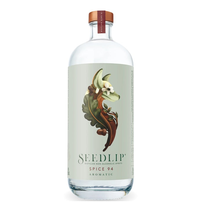 A bottle of Seedlip Spice 94 non-alcoholic spirit, available at our Palm Springs liquor store, Perry's.