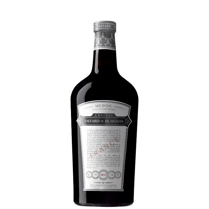 A bottle of Taffard de Blaignan Medoc, available at our Palm Springs wine store, Perry's.