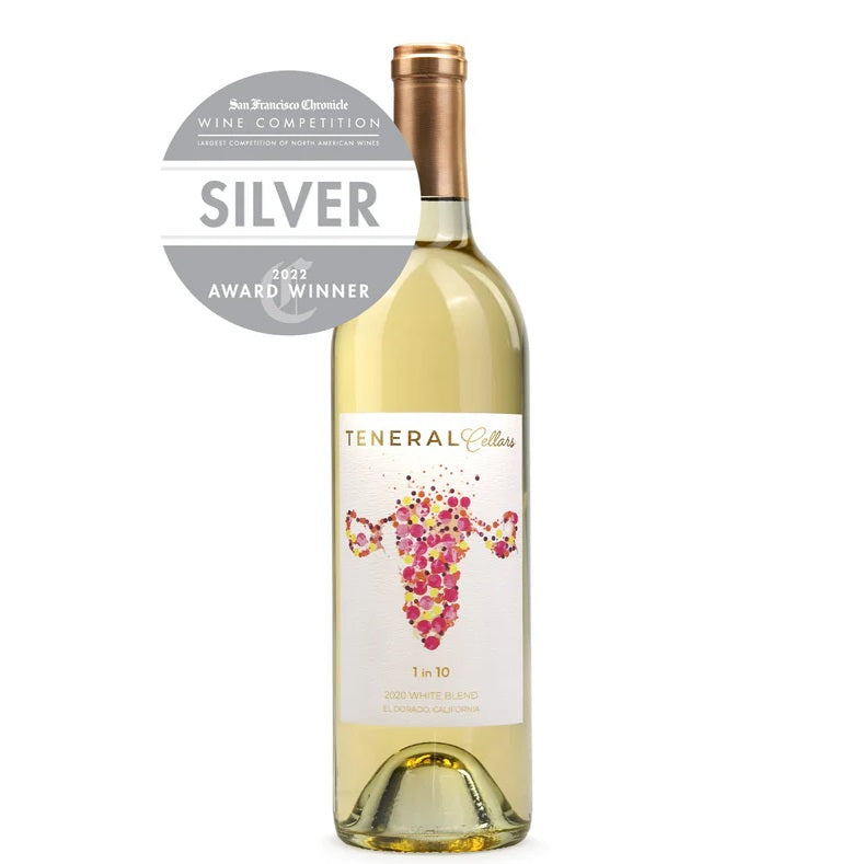 A bottle of Teneral Cellars 1 in 10 white blend, available at our Palm Springs wine store, Perry's.