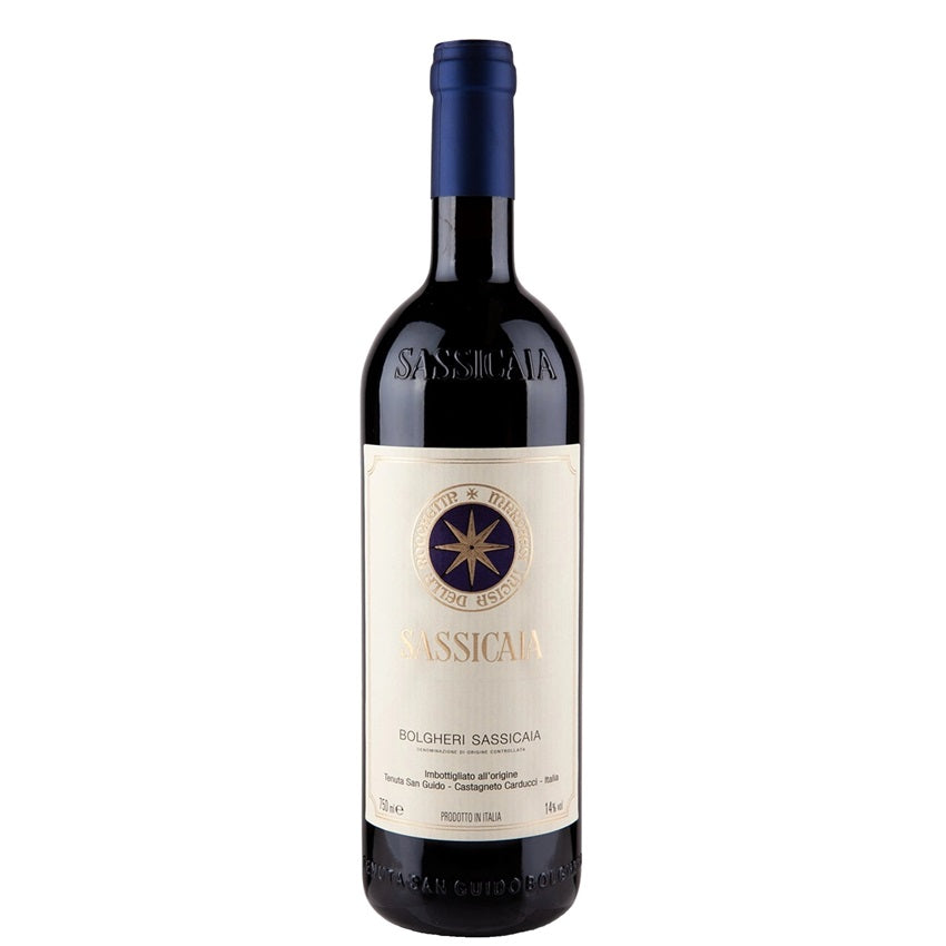 A bottle of Sassicaia, available at our Palm Springs wine store, Perry's.