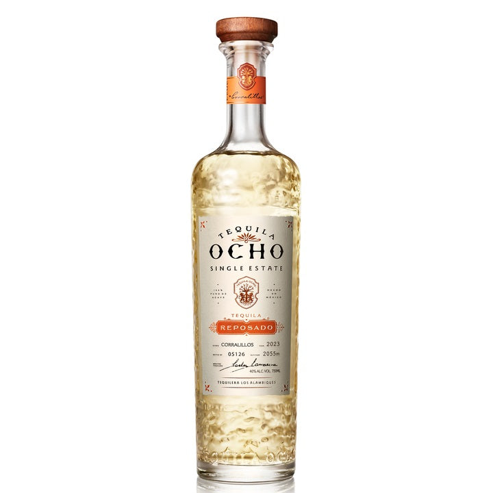 A bottle of Tequila Ocho Reposado, available at our Palm Springs liquor store, Perry's.