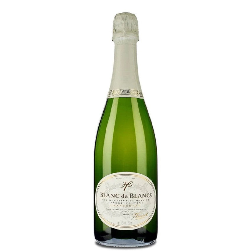 A bottle of Thevenet blanc de blancs, available at our Palm Springs wine store, Perry's.