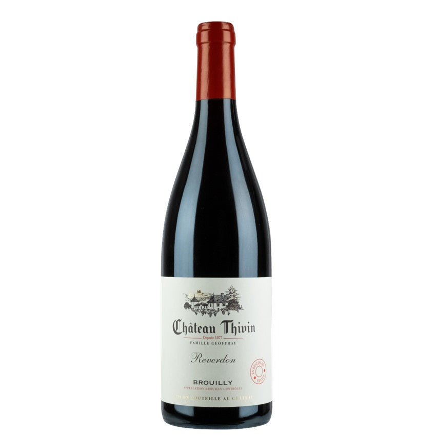 A bottle of Chateau Thivin Brouilly, available at our Palm Springs wine store, Perry's.