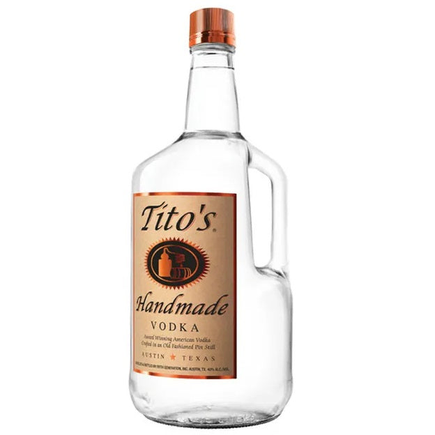 A bottle of Tito’s Handmade Vodka, available at our Palm Springs liquor store, Perry's.