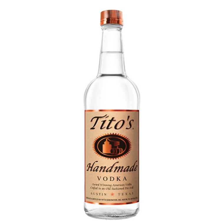 A bottle of Tito’s Handmade Vodka, available at our Palm Springs liquor store, Perry's.