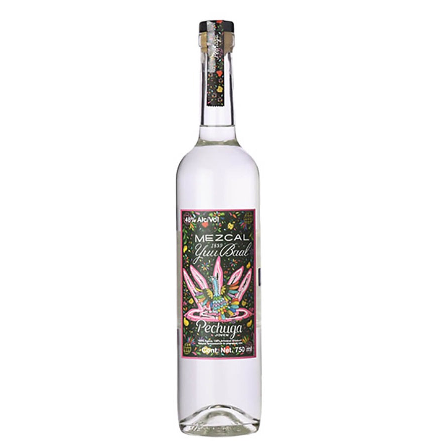 A bottle of Yuu Baal Pechuga Mezcal, available at our Palm Springs liquor store, Perry's.